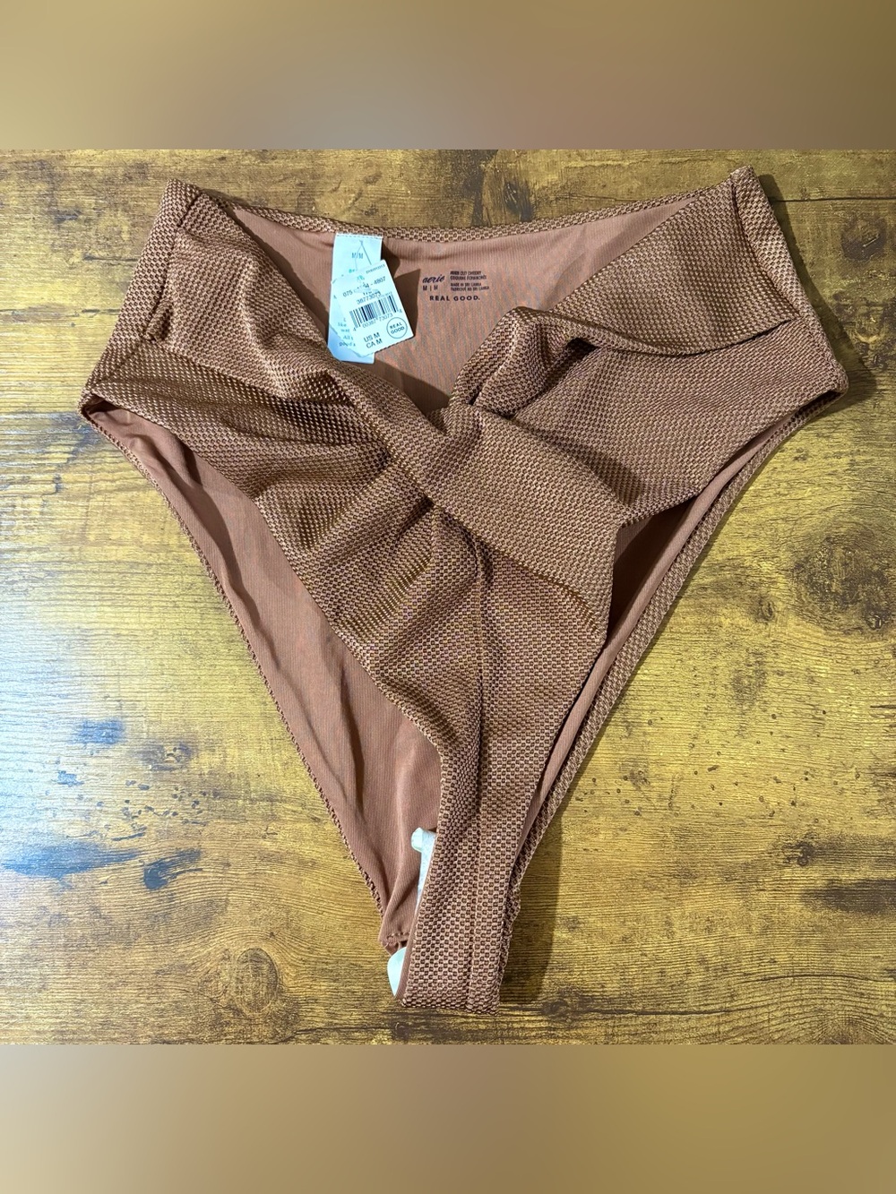 Aerie High Cut Cheeky Brown Bikini Bottoms NWT Size M